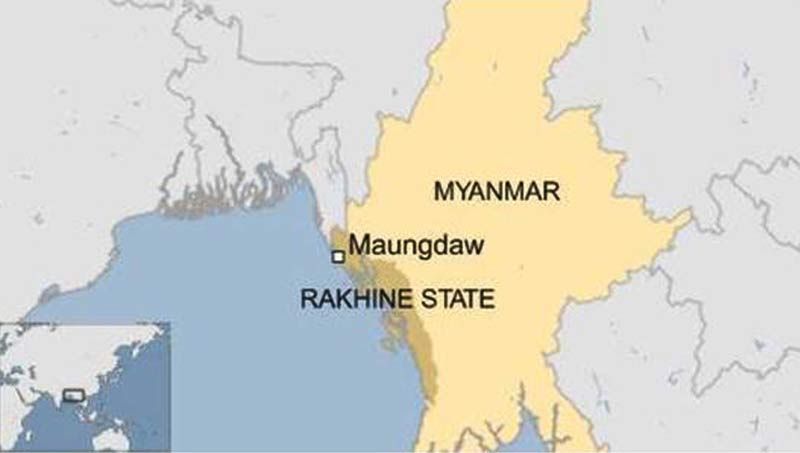 Peta Distrik Maungdaw, Rakhine, Myanmar.