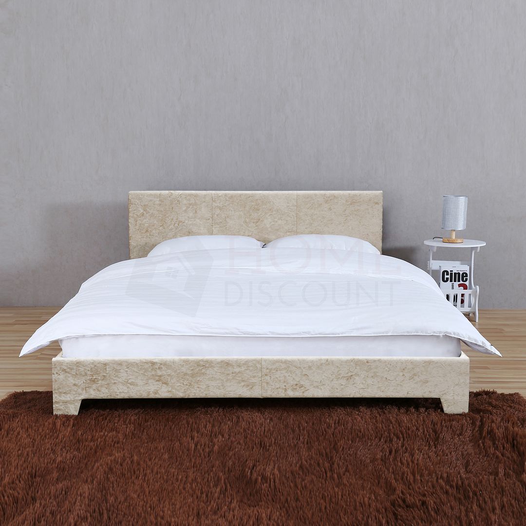 Victoria Double King Bed 4ft6 5ft Modern Upholstered Fabric Velvet Linen Bedroom