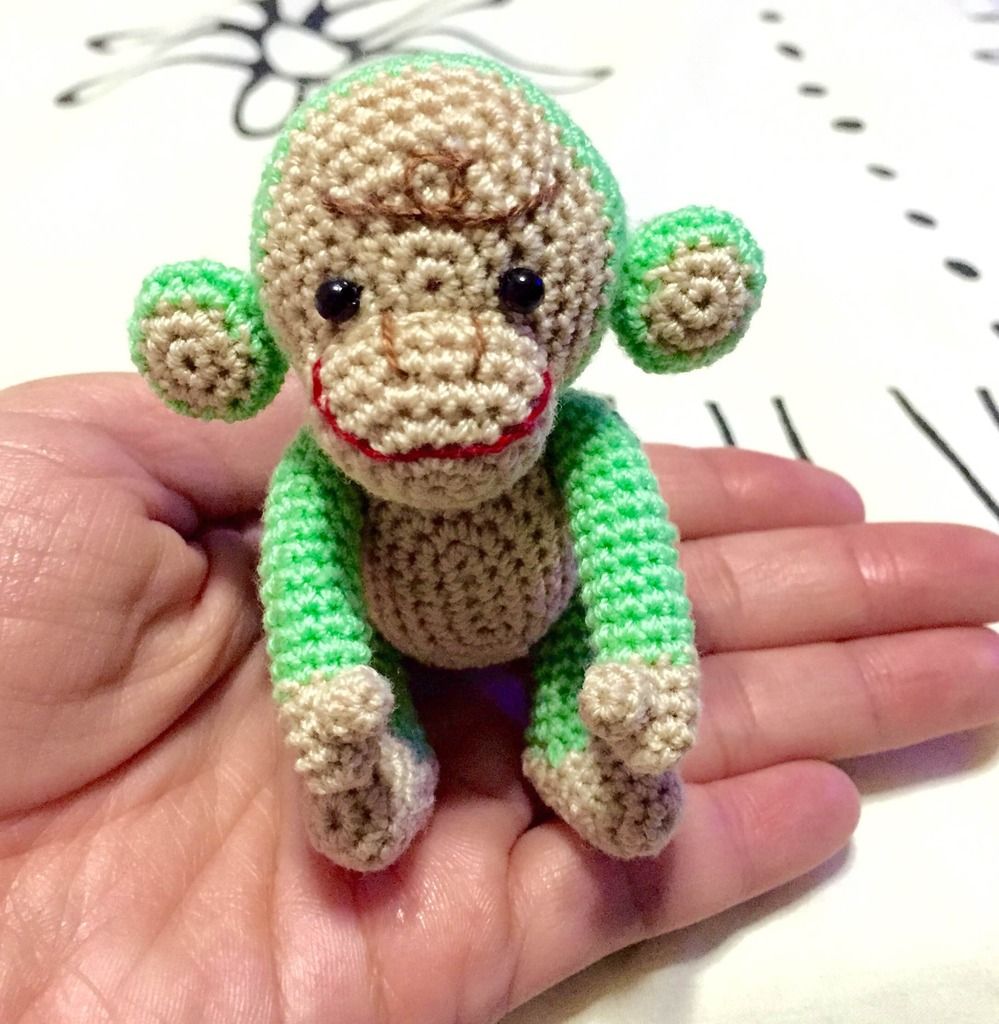 Mini Monkey Doll Handmade Thread Crochet Miniature Doll ...
