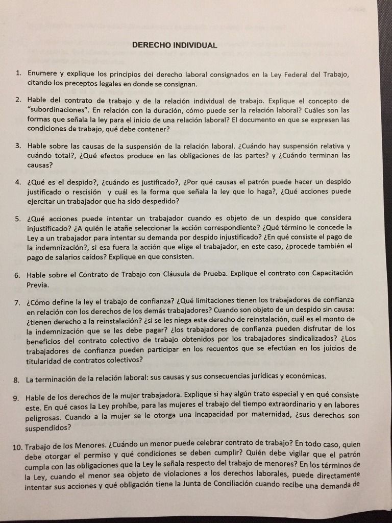 Guías De Derecho: Derecho Laboral - Guía Para Examen Final.