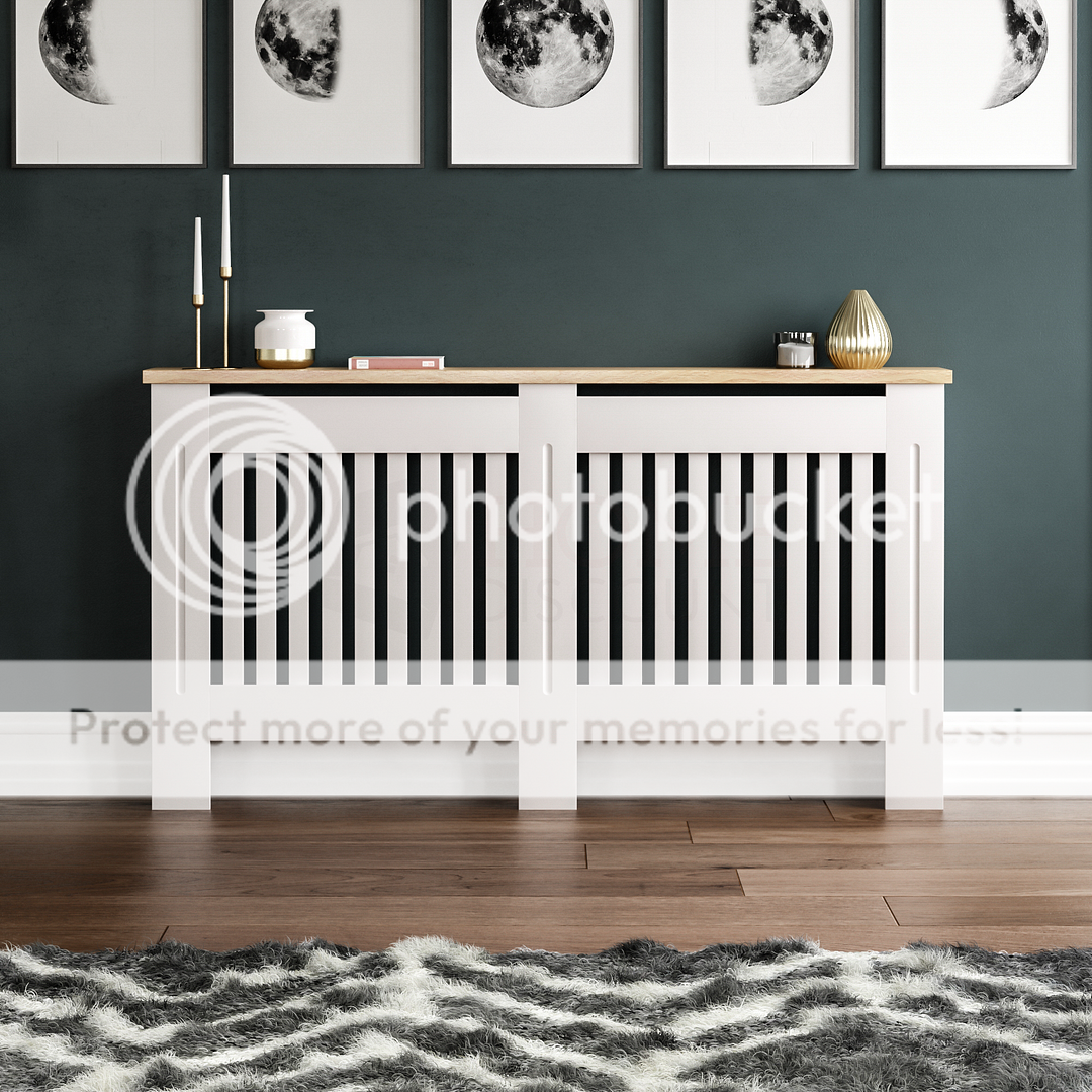 Radiator Cover MDF Unfinished White Vertical Horizontal Slat Cross