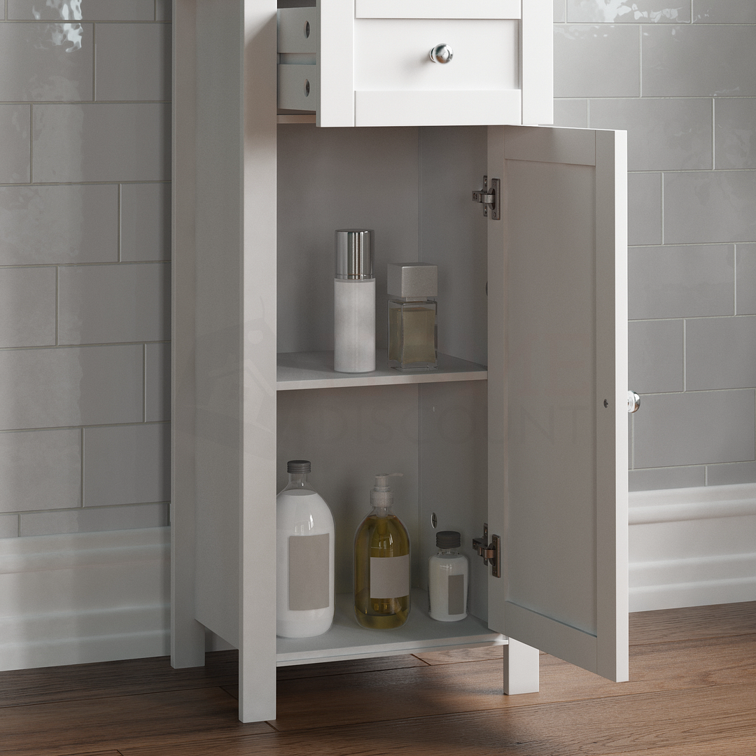 Bathroom Cabinet Cupboard Tallboy Drawers Storage Furniture White ...