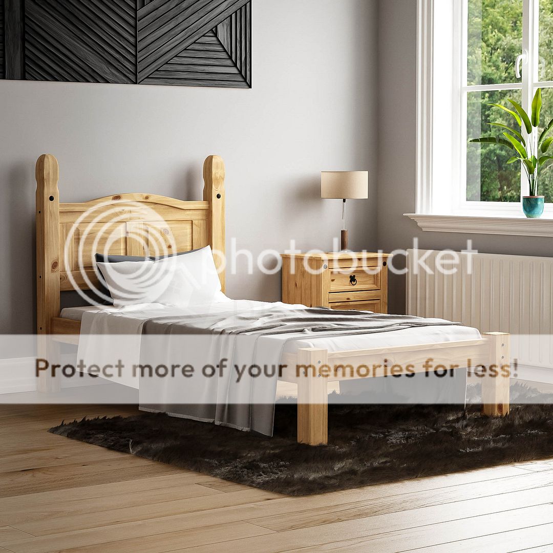 WOODEN BED FRAME Single Double King Solid Pine Memory Foam Mattress