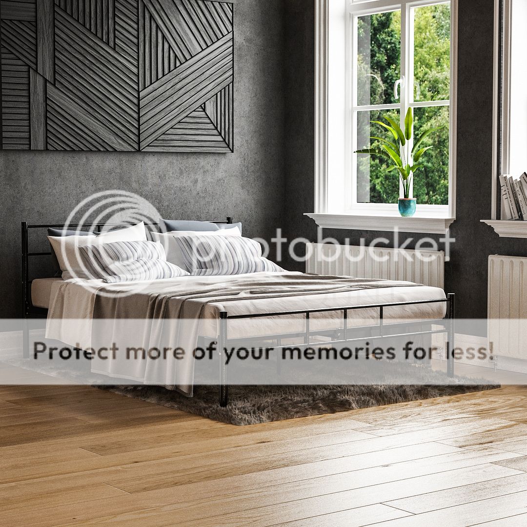 Dorset Double Bed Frame Black Metal Steel Modern Stylish Comfy Strong