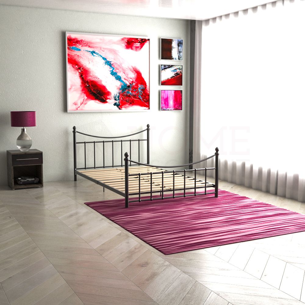 Paris Metal Bed Small Double Frame 4FT Slatted Mattress ...