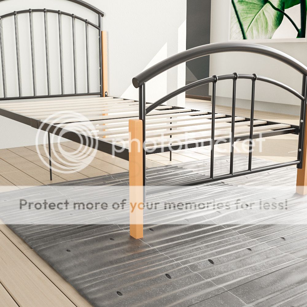 Venice Einzelbett 91cm Bettgestell Metall Holz Kopfteil Fußteil Möbel