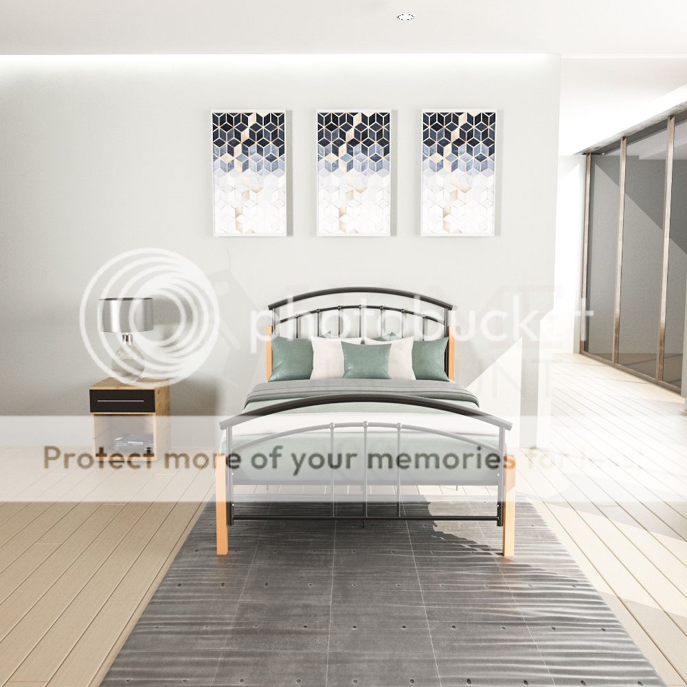 Venice Kleines Doppelbett 121cm Bettgestell Metall Holz Kopfteil