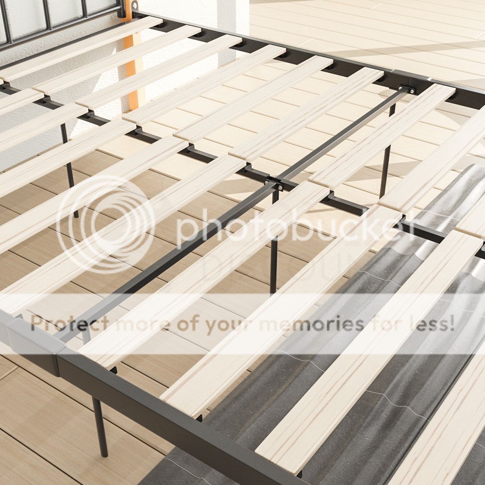 Venice Kleines Doppelbett 121cm Bettgestell Metall Holz Kopfteil