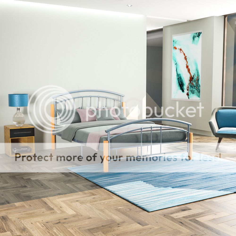 Venice Kingsize Bett 152cm Bettgestell Metall Holz Kopfende Hoch