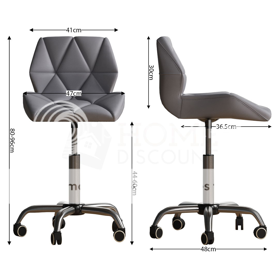Computer Office Chair Cushioned Home Swivel Leather Chrome Small