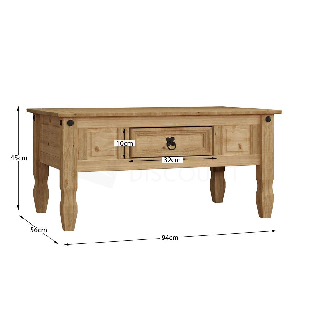 Corona Coffee Table With Drawer Console Table Mexican Pine