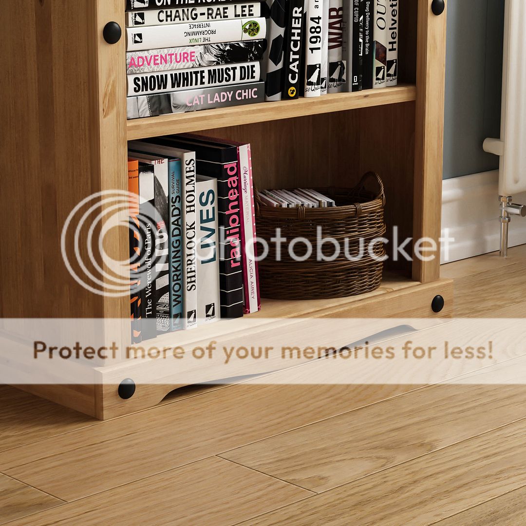 Corona Bookcase Solid Pine Wood Waxed Rustic Finish Unit Shelves Low