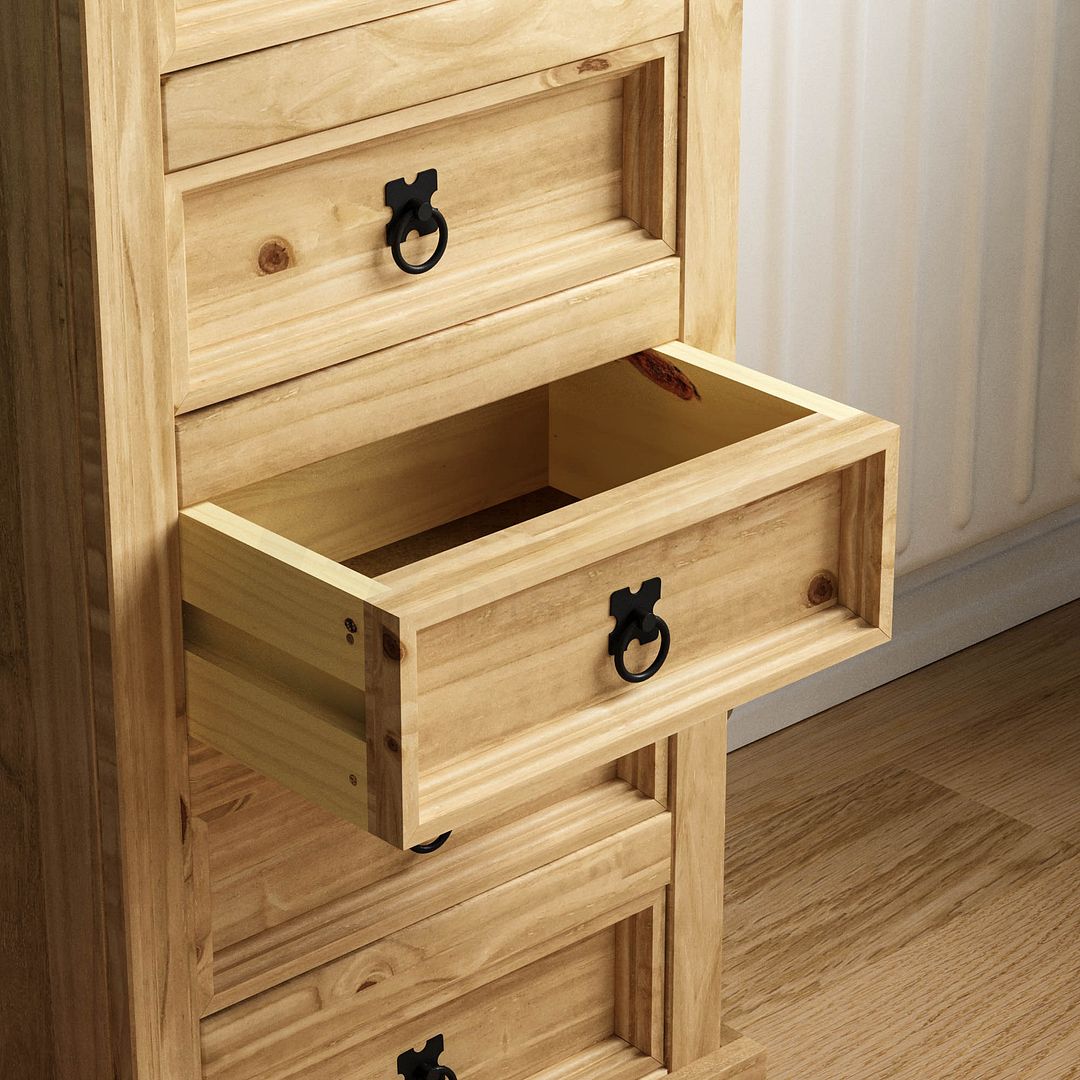 Corona 5 Drawer Narrow Chest Mexican Solid Waxed Pine ...