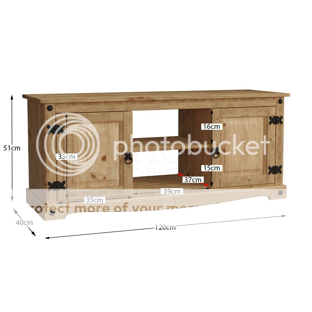 Corona Flat Screen TV Unit 2 Door 1 Shelf Mexican Solid Waxed Pine