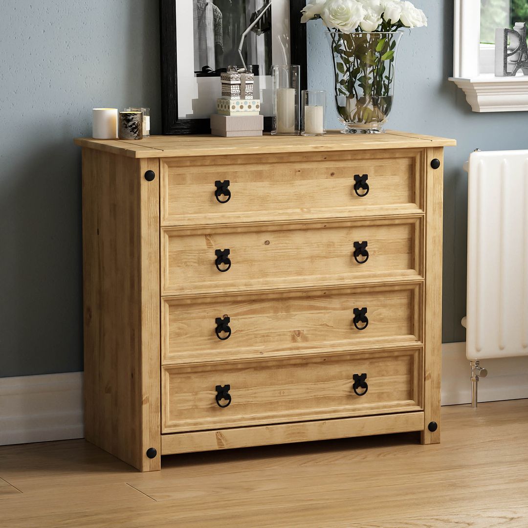 Corona 4 Drawer Chest Furniture Mexican Solid Pine Wood