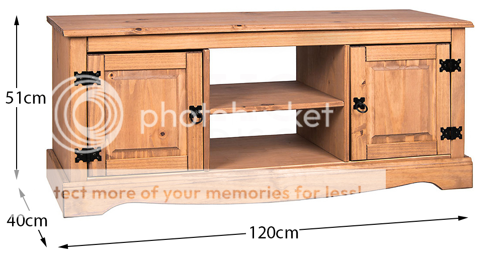 Corona 2 Door 1 Shelf Flat Screen TV Unit Mexican Solid Waxed Pine