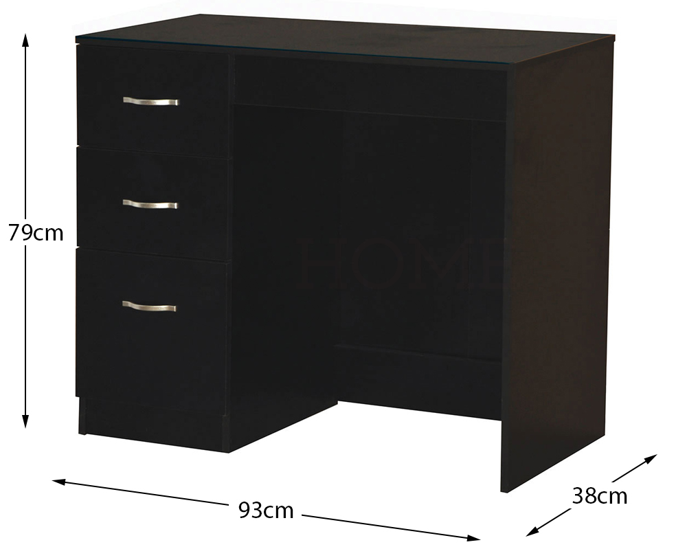 Riano 3 Drawer Dressing Table Black Makeup Desk Wooden Bedroom Furniture Ebay