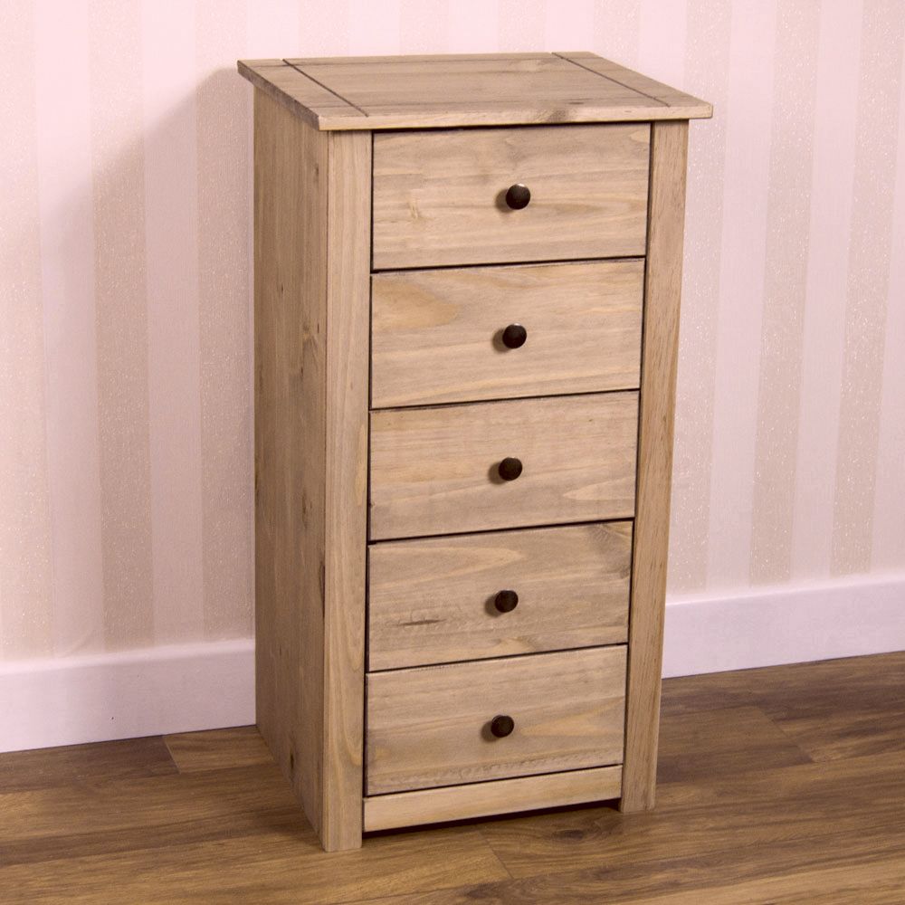 Panama 5 Drawer Narrow Chest Natural Wax Oak Solid Pine Bedroom Furniture 5055998404472 Ebay 3656