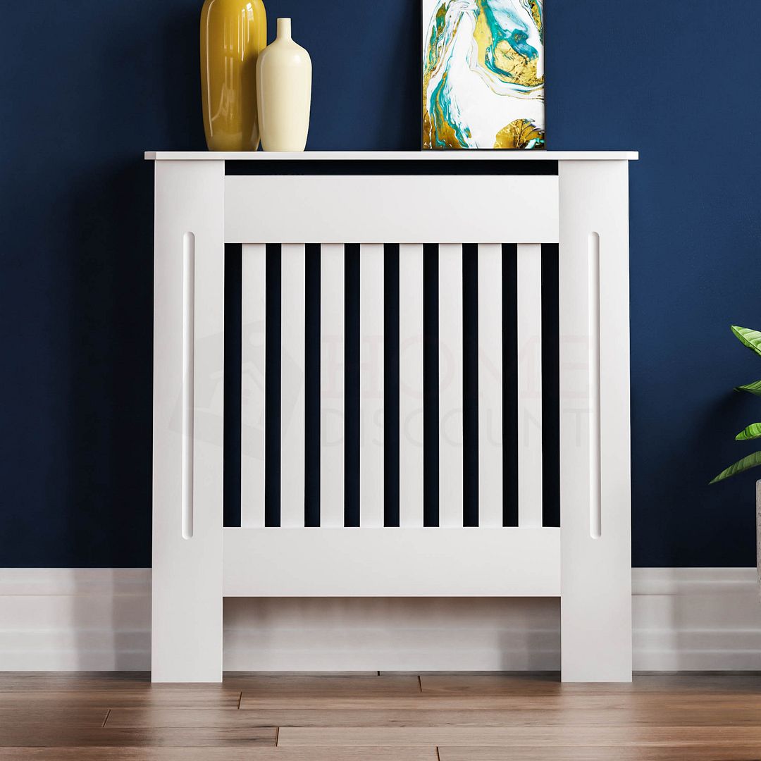 White Radiator Cover Cabinet Small Large Modern MDF Slat Wood Grill Furniture UK