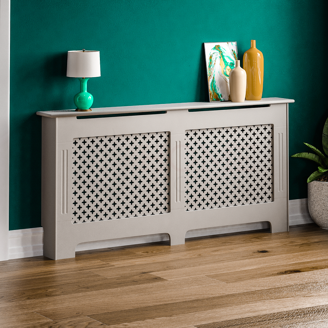 Radiator Cover Traditional Grey Cabinet Cross Grill Wood ...